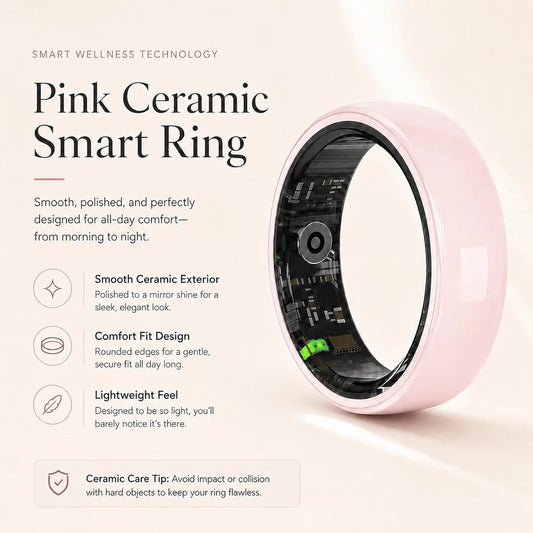 Pink Ceramic Smart Ring